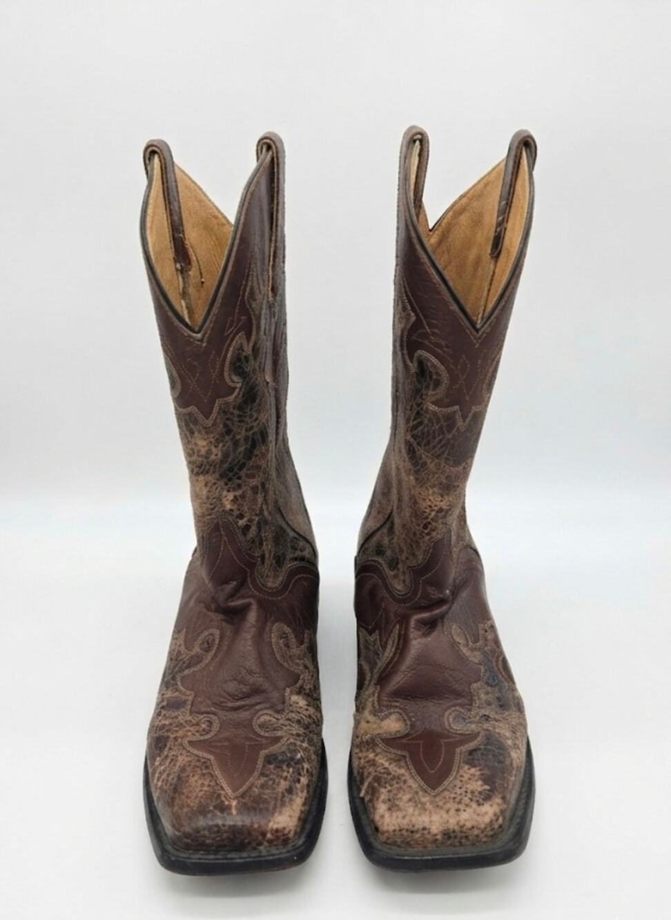 JB Dillon Cowboy Boot Men 11D Brown Goat Leather Western Mexico Snip Toe